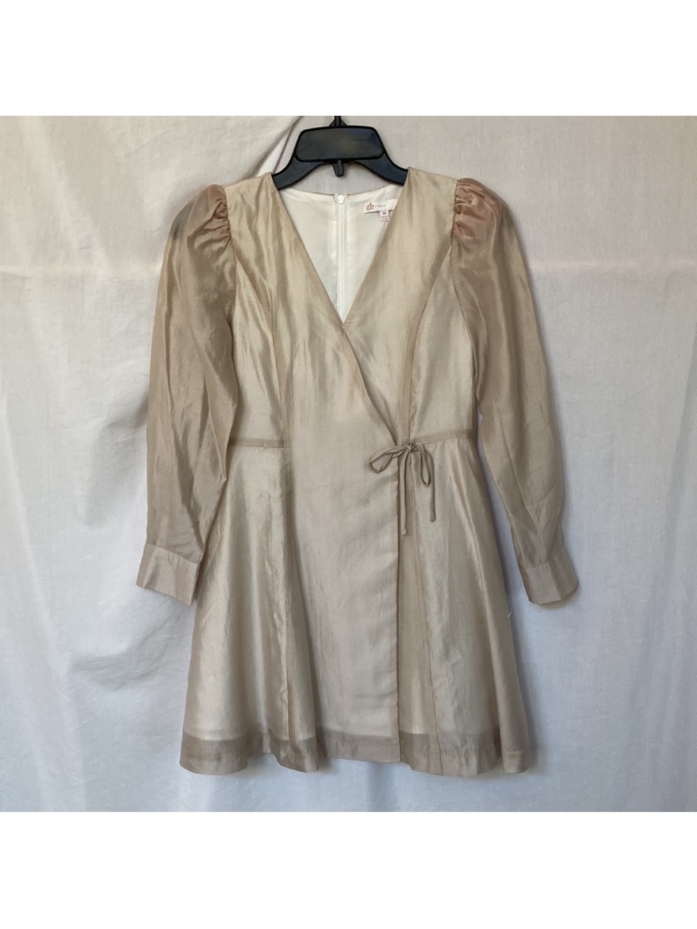 GB girls Light Beige Long Sleeve Wrap Dress